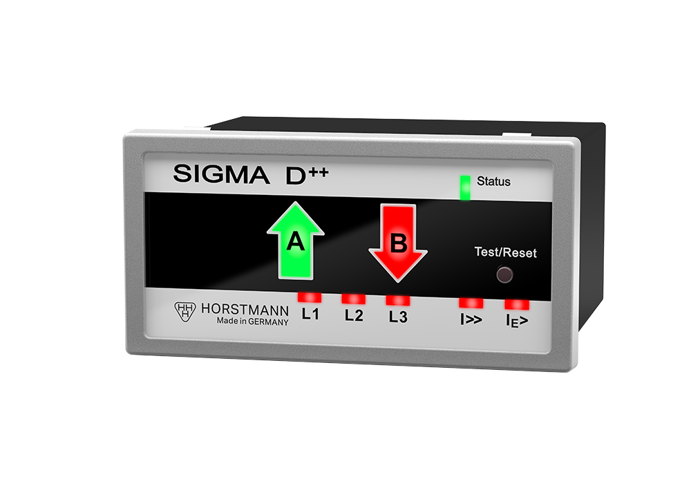 Kurz- und Erdschlussanzeiger Sigma D++ mit Fehlerortung und Richtungsanzeige in der Frontansicht